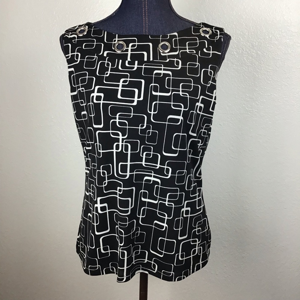J.T.B. - Black/White Sleeveless Loop D Loop Blouse - image 1